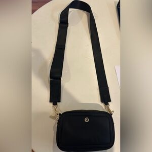 lululemon athletica Black Crossbody Bag with Gold Accents